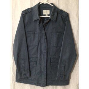 Hinge Women’s Chino Utility Full Zip Jacket L Multi-Pocket Faded Blue Shade